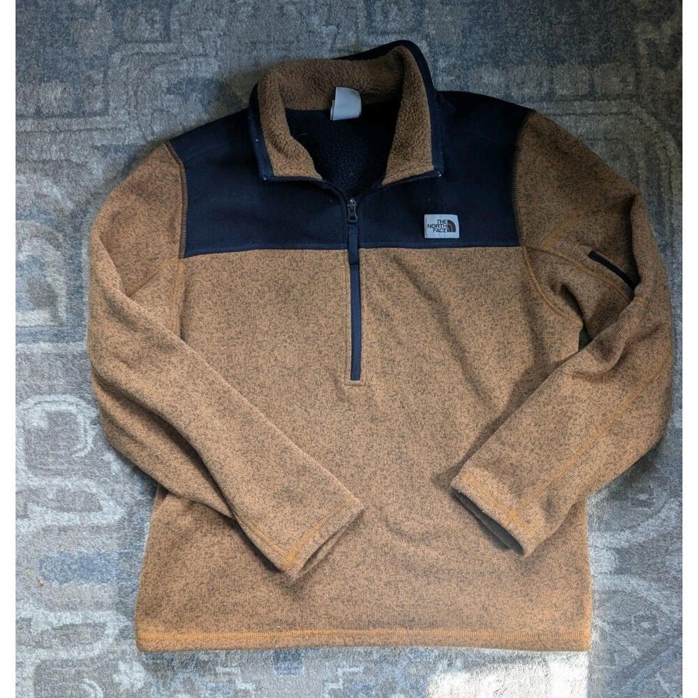 The North Face 1/4 Zip Men LG Gordon Lyons Pullover Fleece Jacket Rust Outdoor